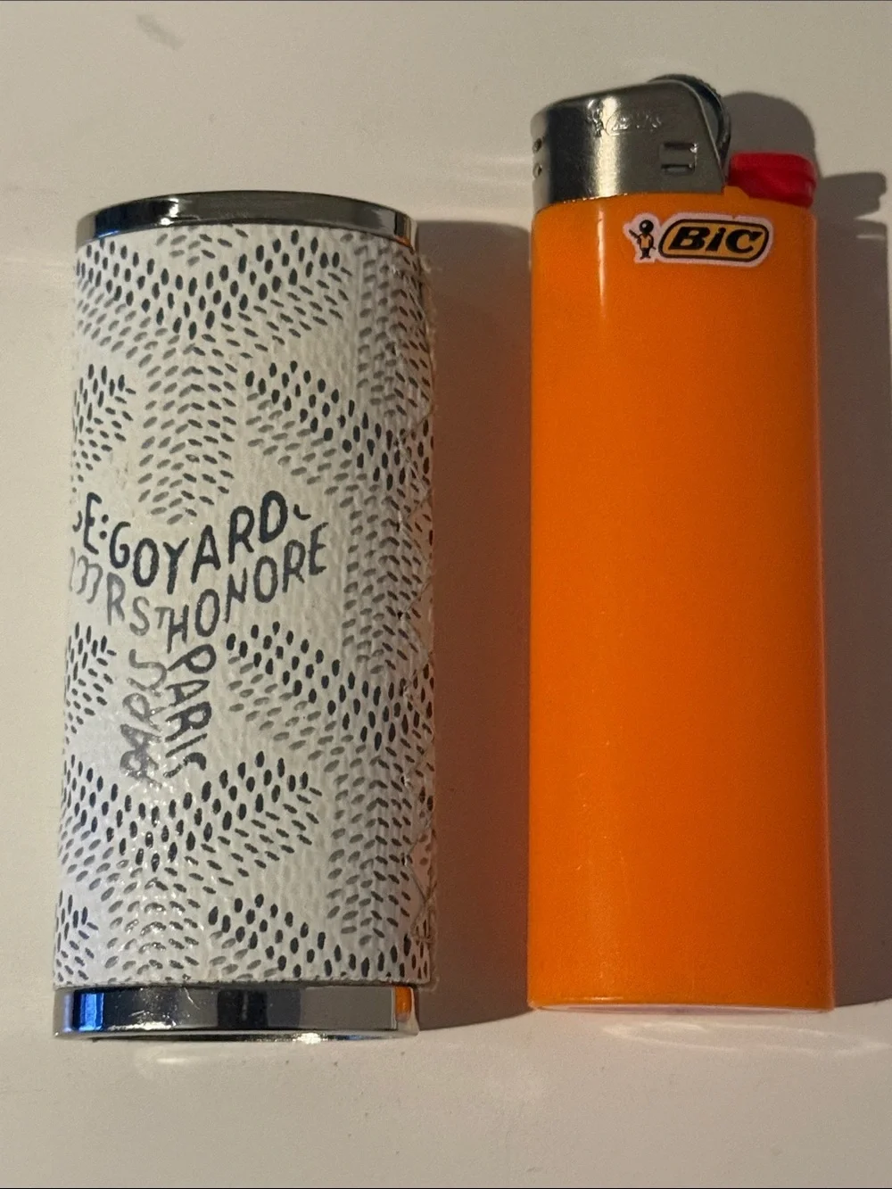 Goyard White and Gray Metal Full Size Lighter Case